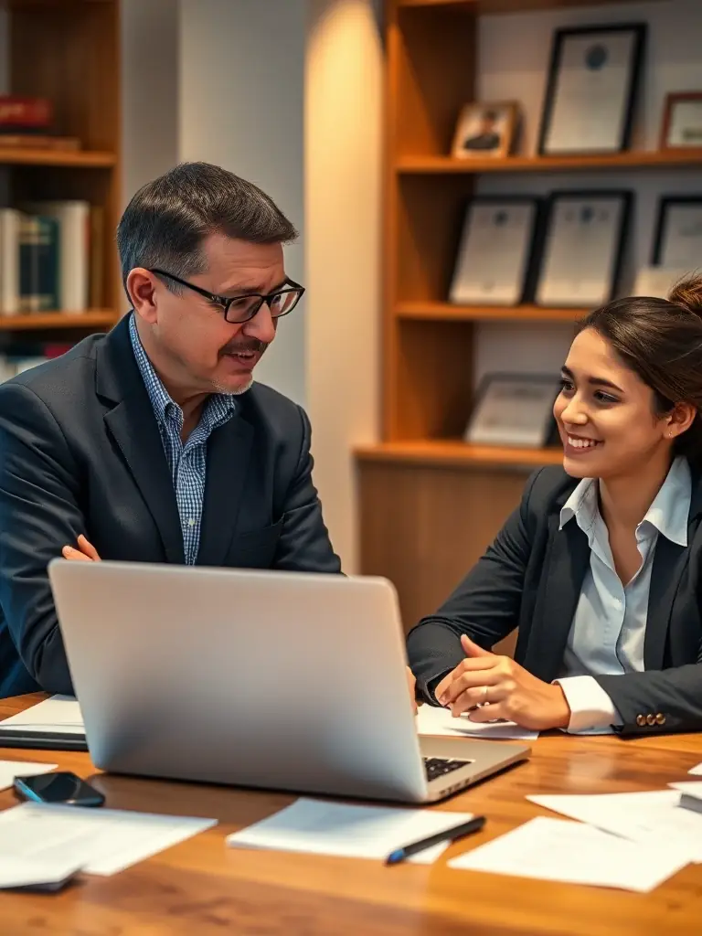 A close-up shot of a coach mentoring a business owner, emphasizing personalized guidance and support in the MomentumUKUno program.